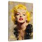 Marilyn Gemälde goldene Farben roter Lippenstift Wandbild