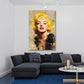 Marilyn Gemälde goldene Farben roter Lippenstift Wandbild
