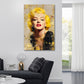 Marilyn Gemälde goldene Farben roter Lippenstift Wandbild