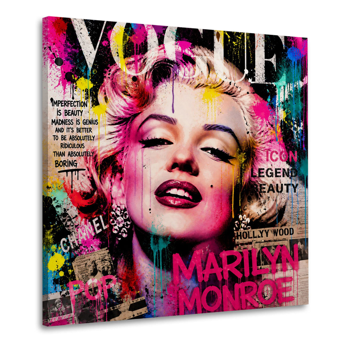 Wandbild Marilyn in Pink als Magazin Cover im Pop Art Stil