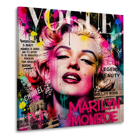 Wandbild Marilyn in Pink als Magazin Cover im Pop Art Stil
