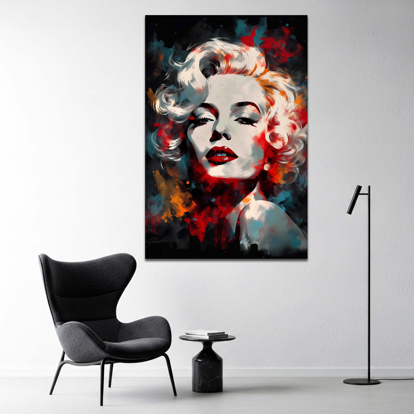 Marilyn modernes Gesicht in expressiver Kunst Wandbild