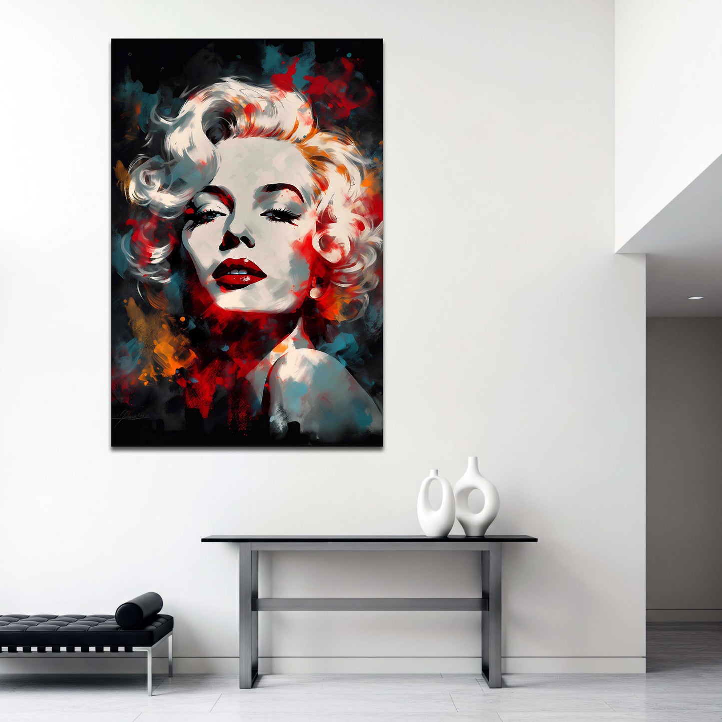 Marilyn modernes Gesicht in expressiver Kunst Wandbild