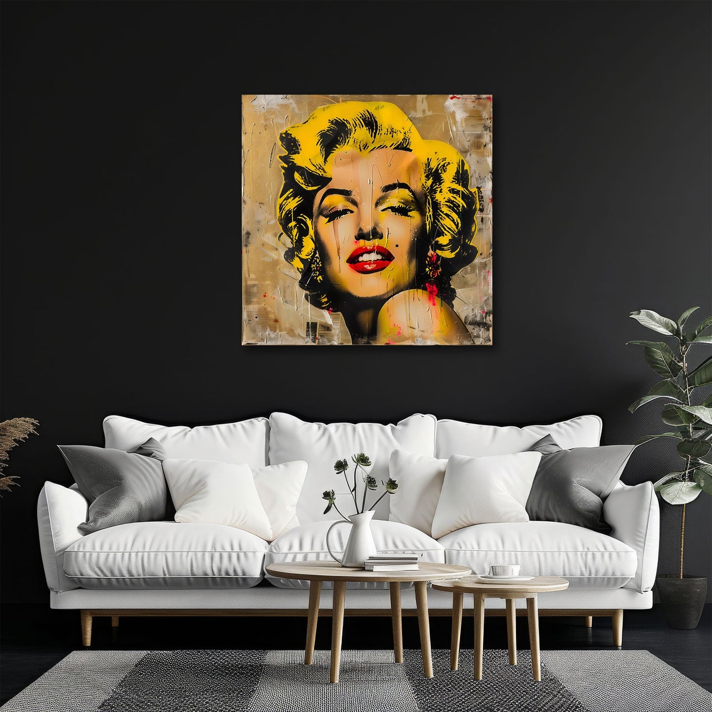 Marilyn Pop Art Porträt mit gelben Haaren Wandbild