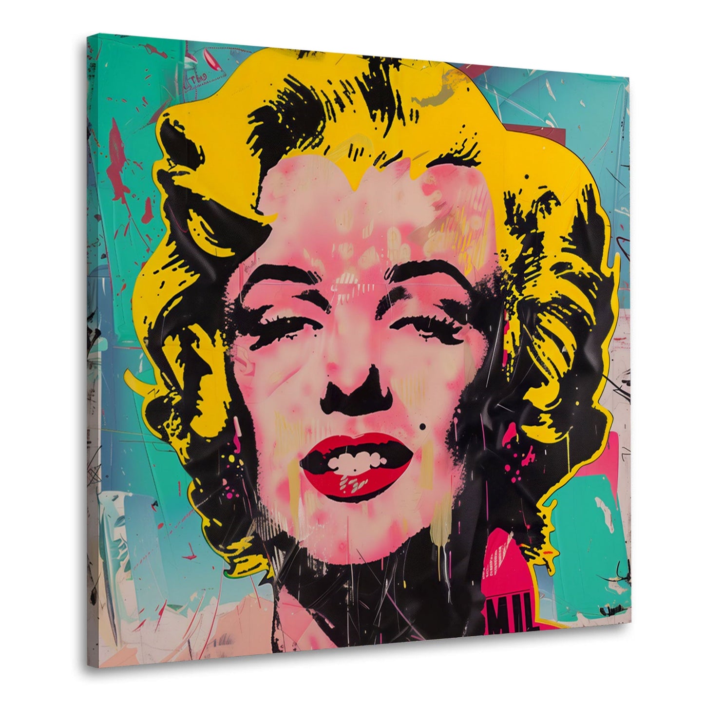Marilyn Pop Art Porträt mit pinken Farben Wandbild