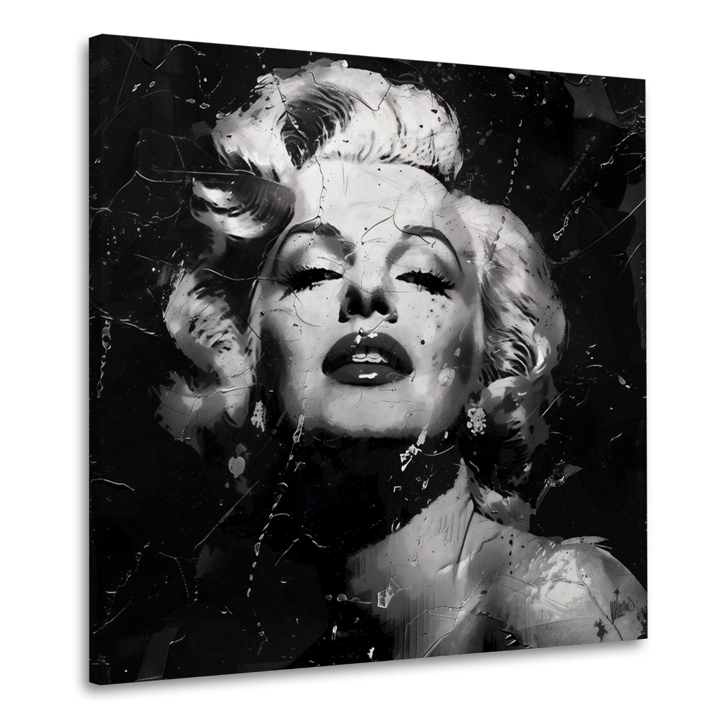 Marilyn Porträt in Schwarz-Weiß kontrastreiches Wandbild