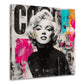 Marilyn schwarz weiß Pop Art Porträt mit Neon Wandbild