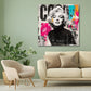 Marilyn schwarz weiß Pop Art Porträt mit Neon Wandbild