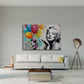 Detailansicht Wandbild mit bunten Luftballons vor Betonwand