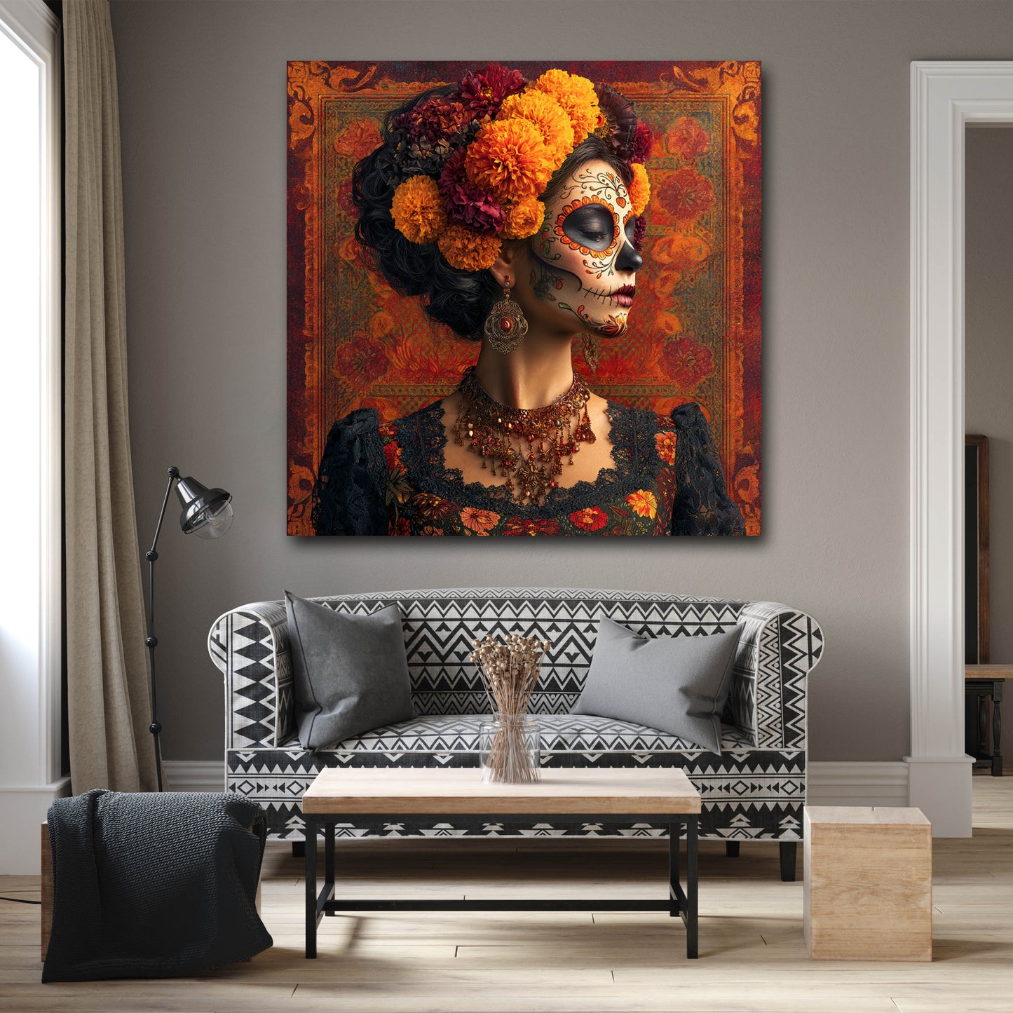 La Catrina mexikanische Kultur Frau mit Totenkopf Make-up Wandbild