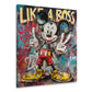 Wandbild Comic Maus mit Victory Zeichen und Like a Boss Graffiti