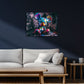 Graffiti Pop Art Wandbild über dem Sofa im Wohnzimmer