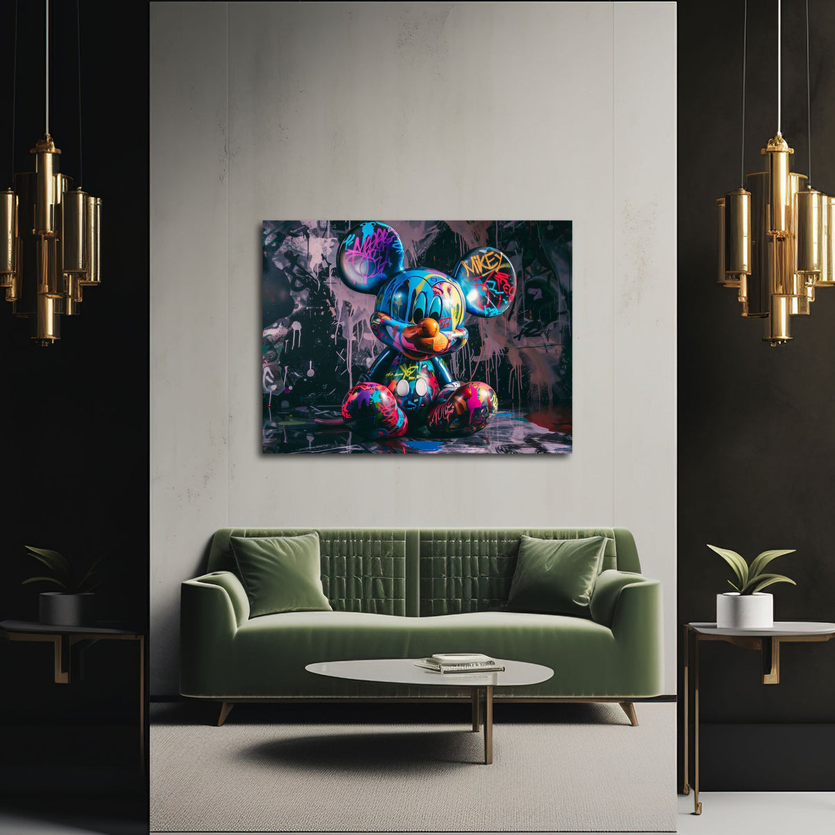 Buntes Street Art Wandbild als Blickfang im Wohnraum