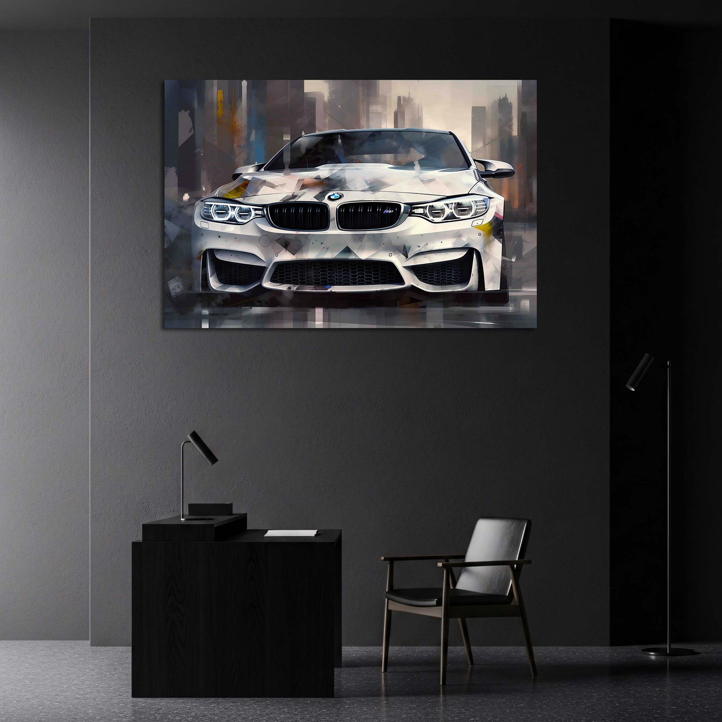 Modernes Auto BMW mit geometrischem Stil Wandbild