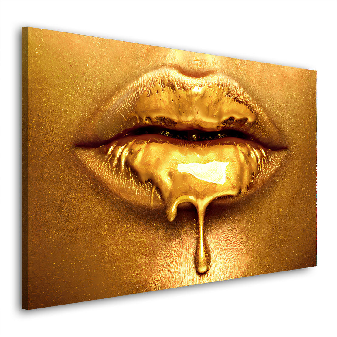 Lippen Gold Style Wandbild Kunstwerk
