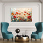 Blumen Wandbild mit roten Mohnblüten über dem Sofa im Wohnzimmer