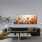 Mohnblumen Panoramabild über dem Sofa im hellen Wohnzimmer