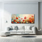 Detailansicht Mohnblumenwiese Wandbild mit roten und cremefarbenen Blüten