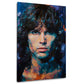 Wandbild Rockporträt mit Locken in Blau und Orange