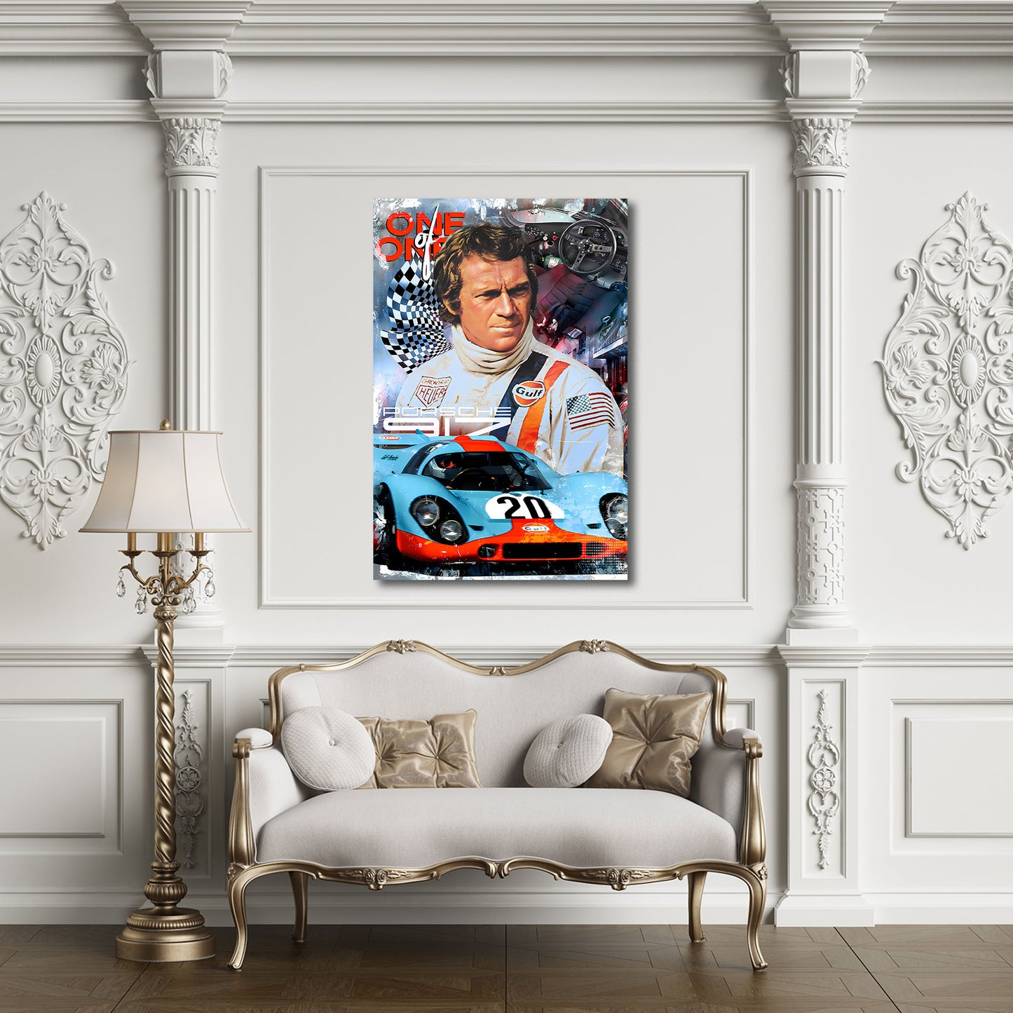 Motorsport Ikone Steve Rennanzug Klassiker Auto Wandbild