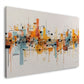 Abstrakte Musiknoten mit Balkenformen in Orange und Hellblau – Wandbild im Querformat