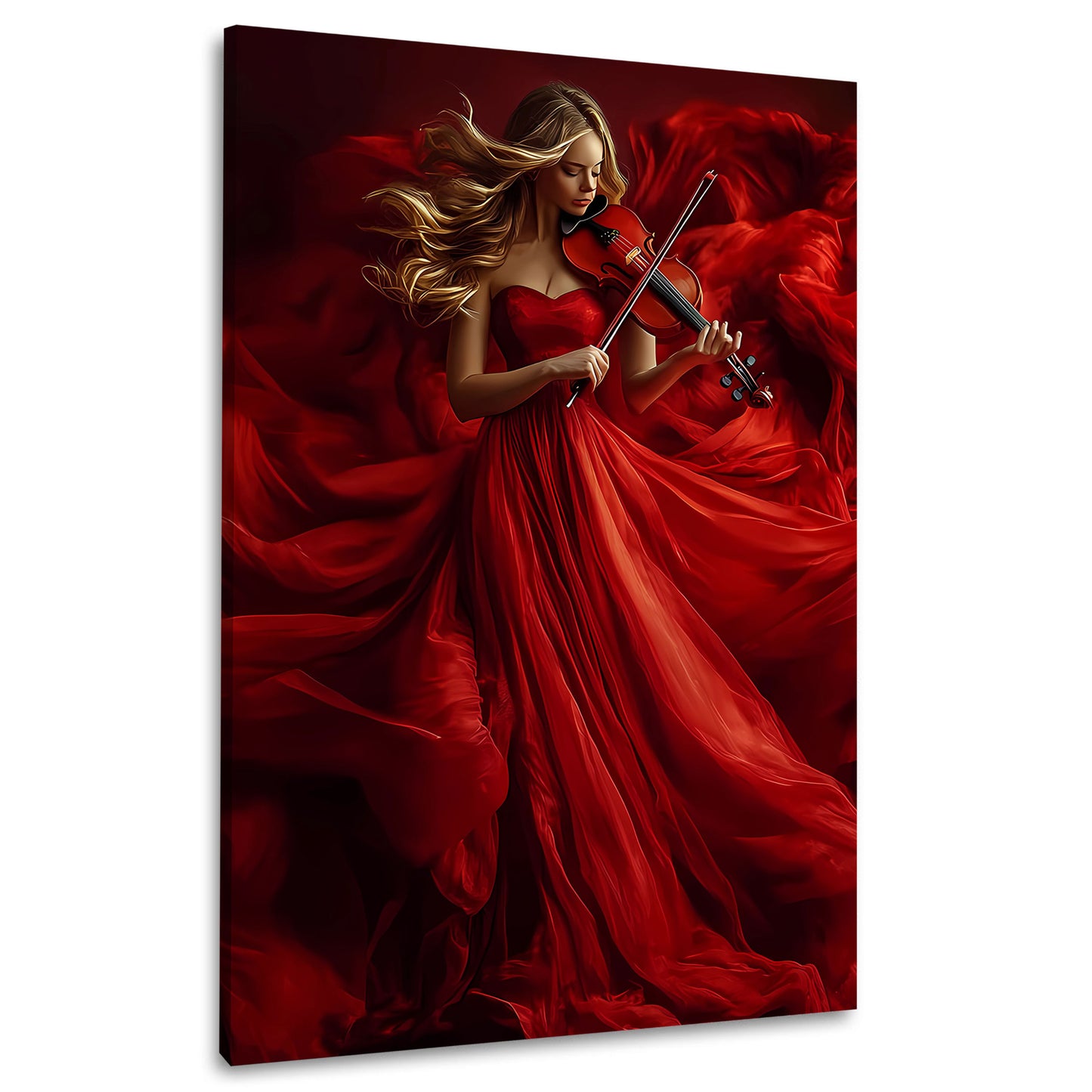 Musikerin in Rot Harmonie Emotion Wandbild