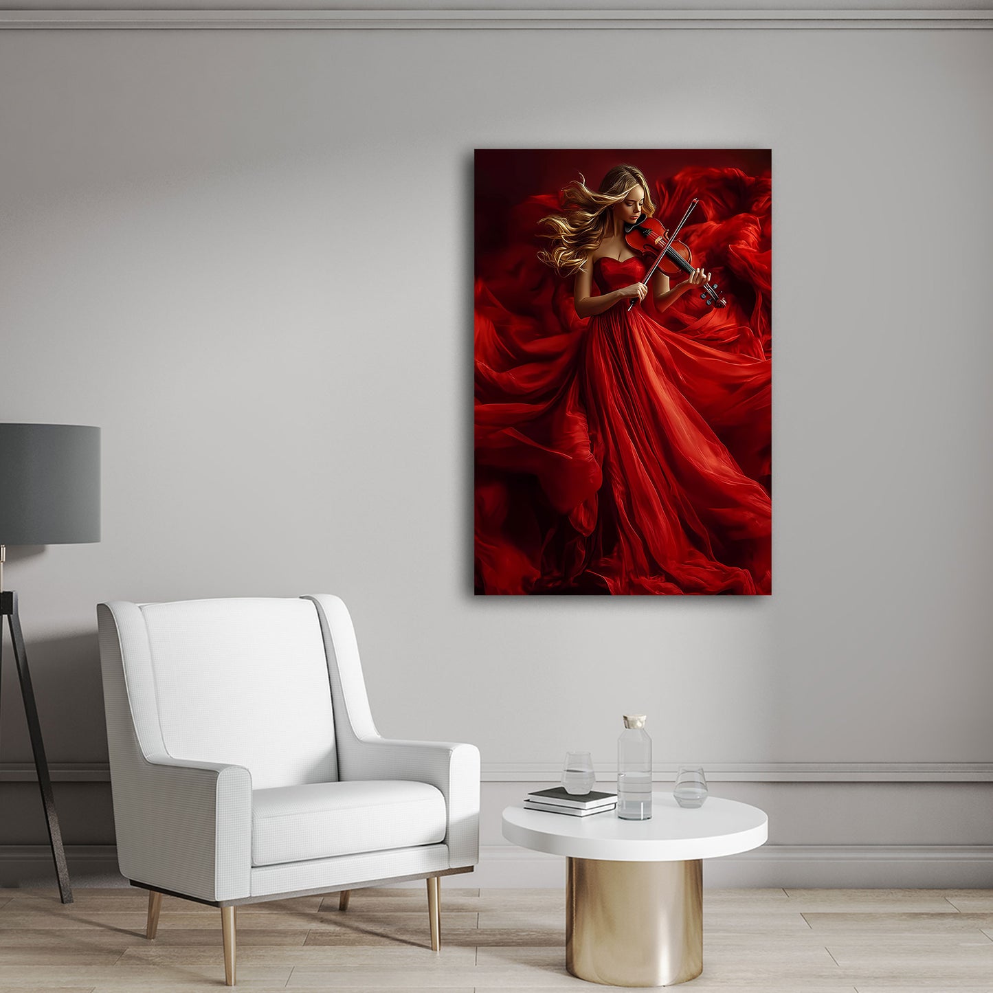 Musikerin in Rot Harmonie Emotion Wandbild
