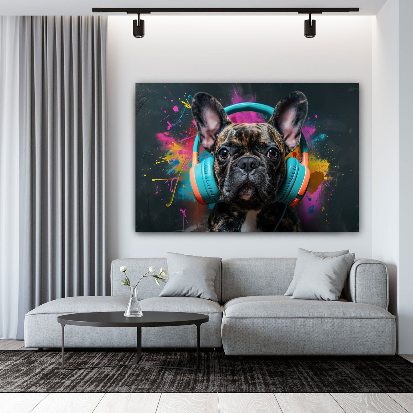 Musikhund Chihuahua urban in Pastelltönen Wandbild