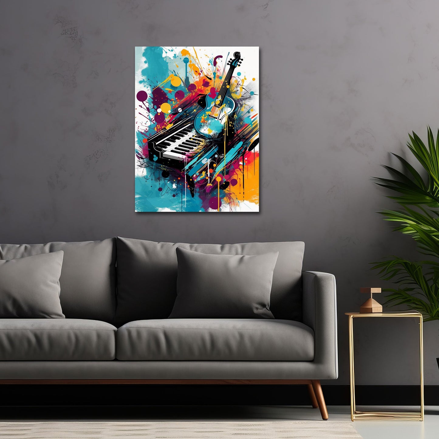 Musikinstrumente in lebendiger Komposition Wandbild