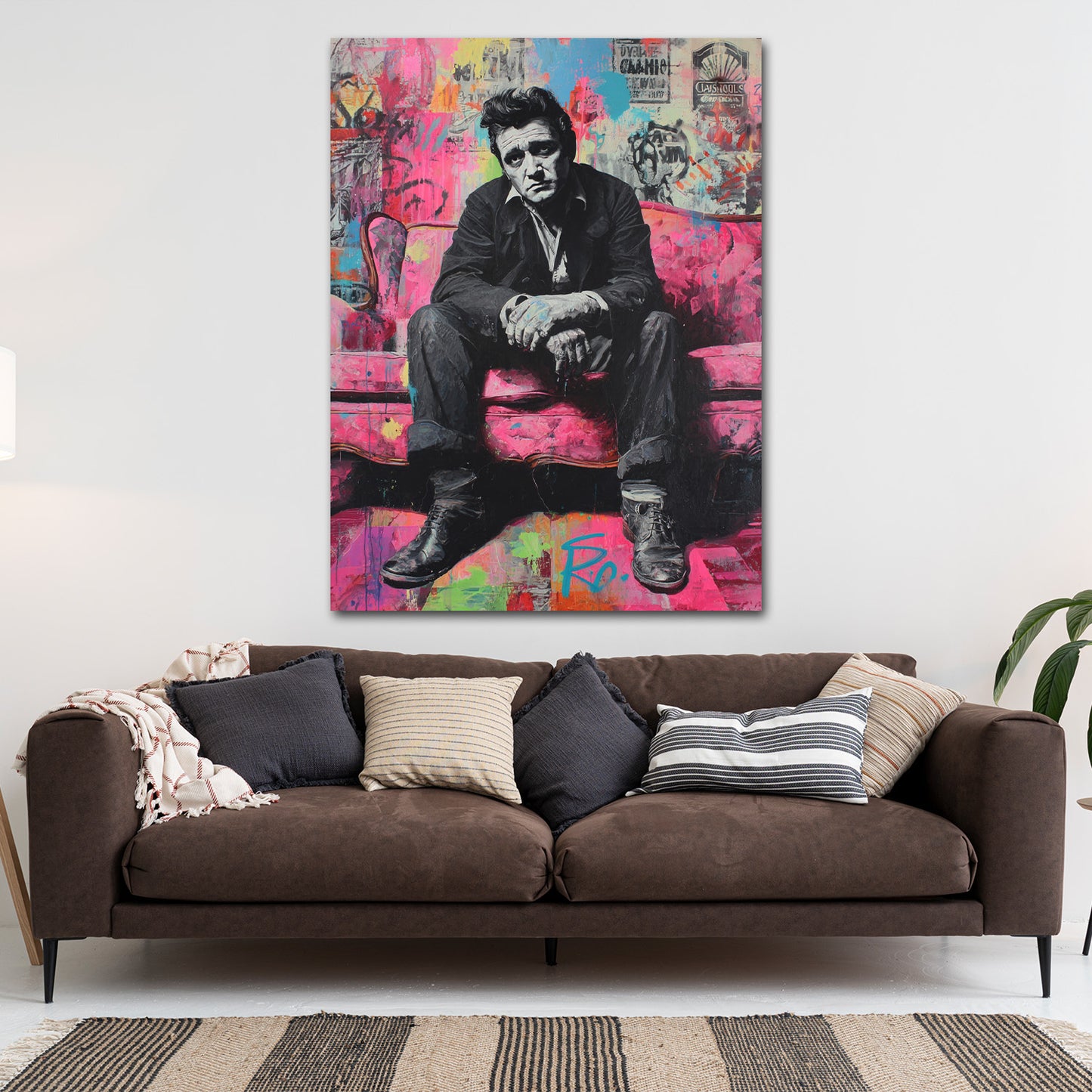 Musiklegende Johnny Cash Retro Pop Art Wandbild