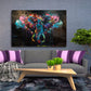 Neon Graffiti Elefant Wandbild über dem Sofa im Wohnzimmer