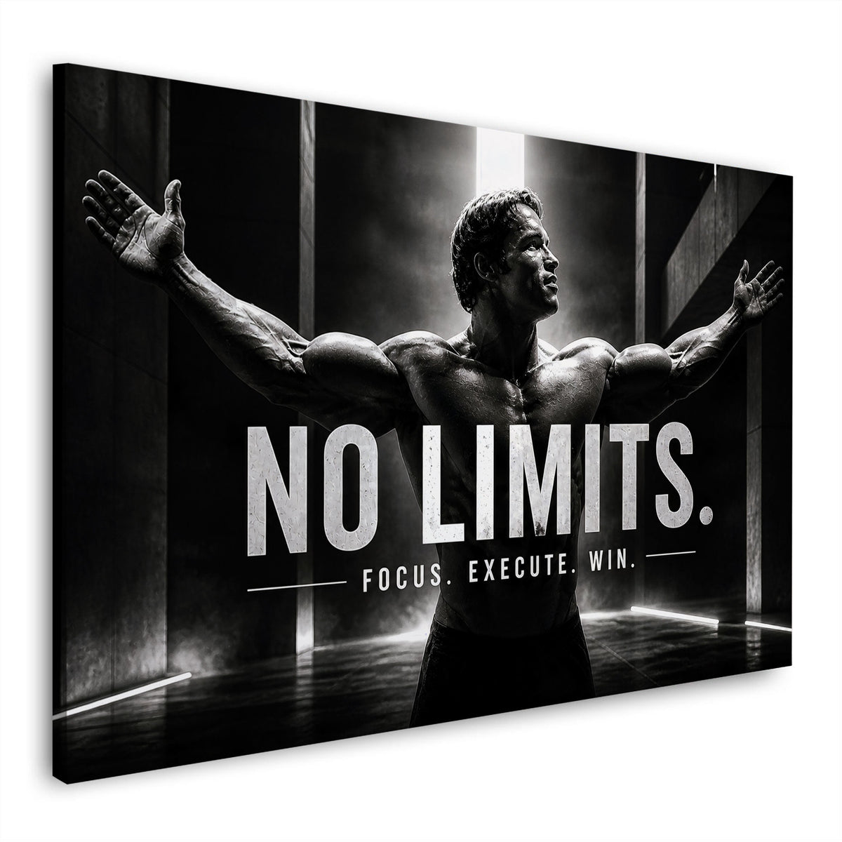 Wandbild No Limits mit Athlet in Schwarz Weiß