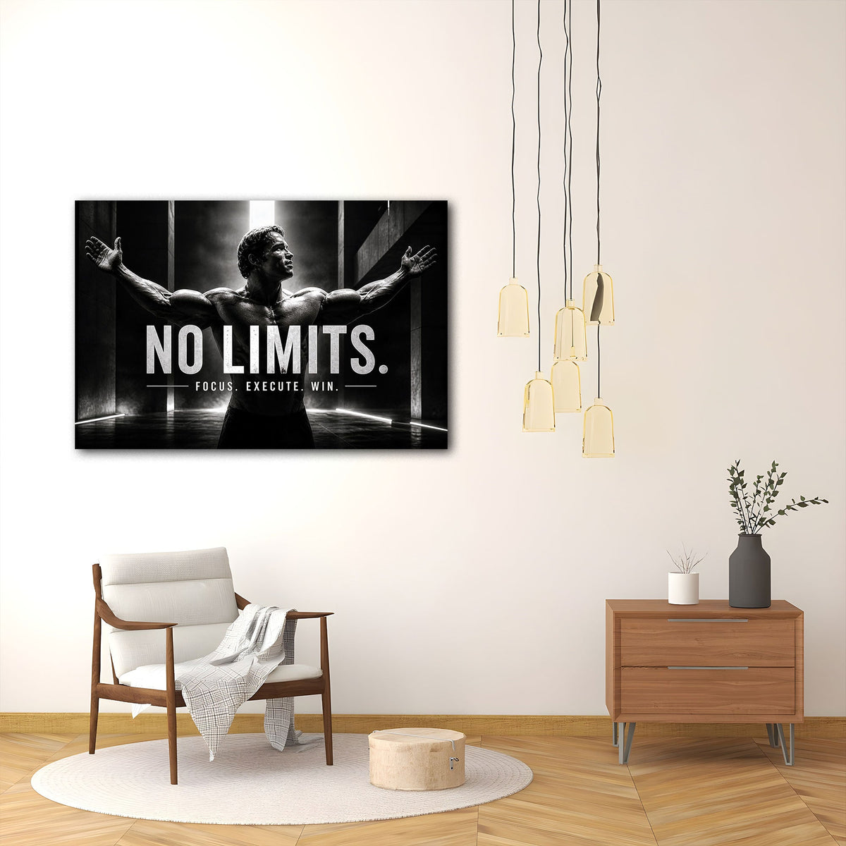 Motivations Wandbild im Querformat im Fitnessraum