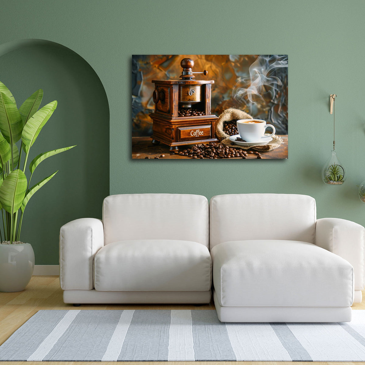 Nostalgisches Kaffeemotiv als Wandbild im Esszimmer