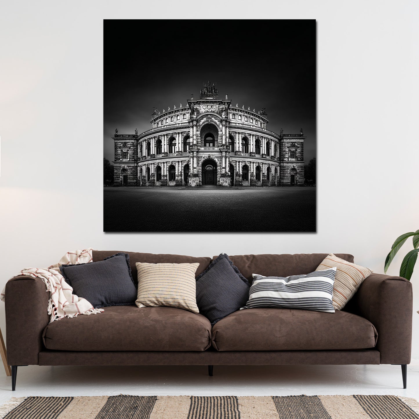 Opernhaus Dresden Wahrzeichen Symmetrie schwarz weiß Wandbild