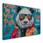 Wandbild Panda mit Sonnenbrille vor bunter Graffitiwand