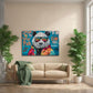 Detailansicht Panda Wandbild mit Spiegelbrille und Schriftzügen