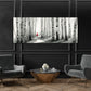 Panorama Birkenwald mit Weg kleine Figur im roten Mantel Wandbild