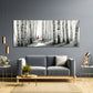 Panorama Birkenwald mit Weg kleine Figur im roten Mantel Wandbild