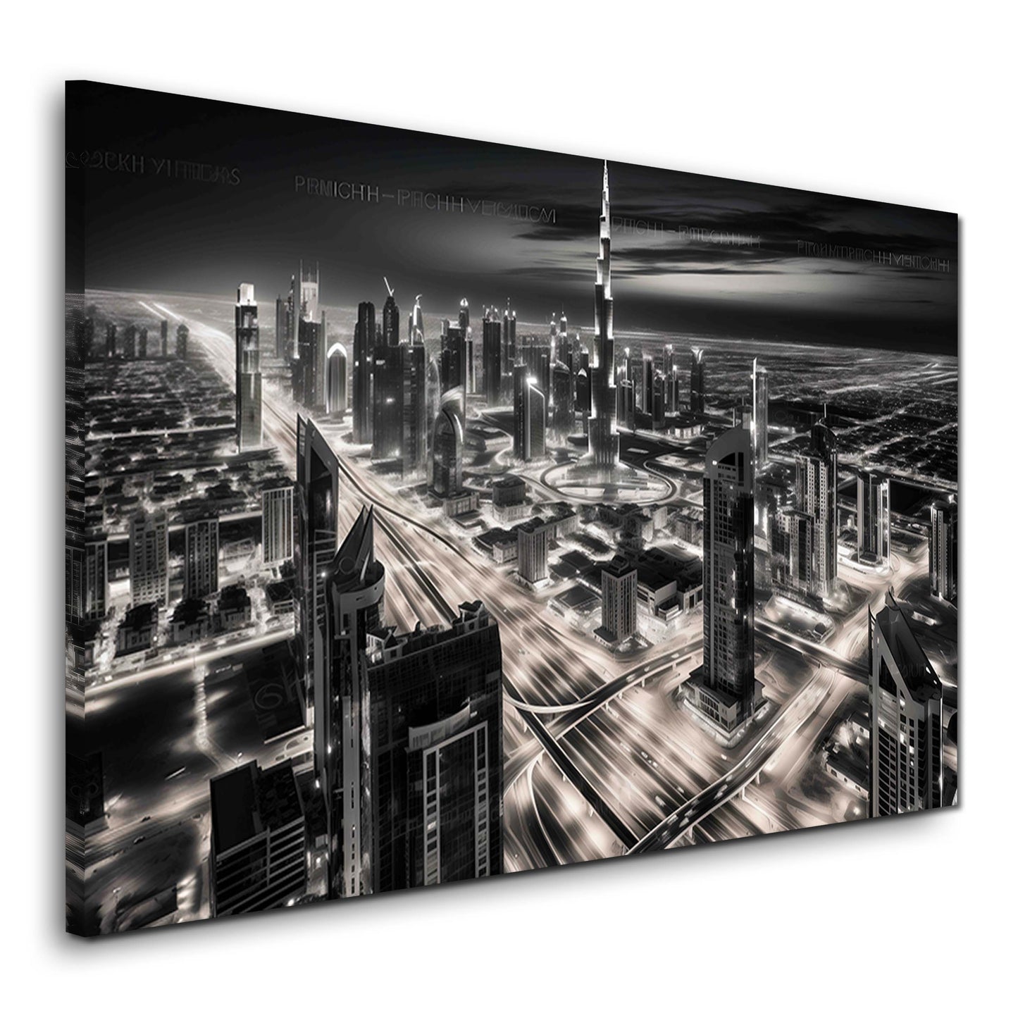 Panorama von Burj Khalifa Dubai in schwarz weiß Wandbild
