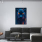 Panther Kopf Neon Licht Augen futuristisch Wandbild