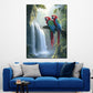 Papageien Wasserfall im Regenwald Wandbild