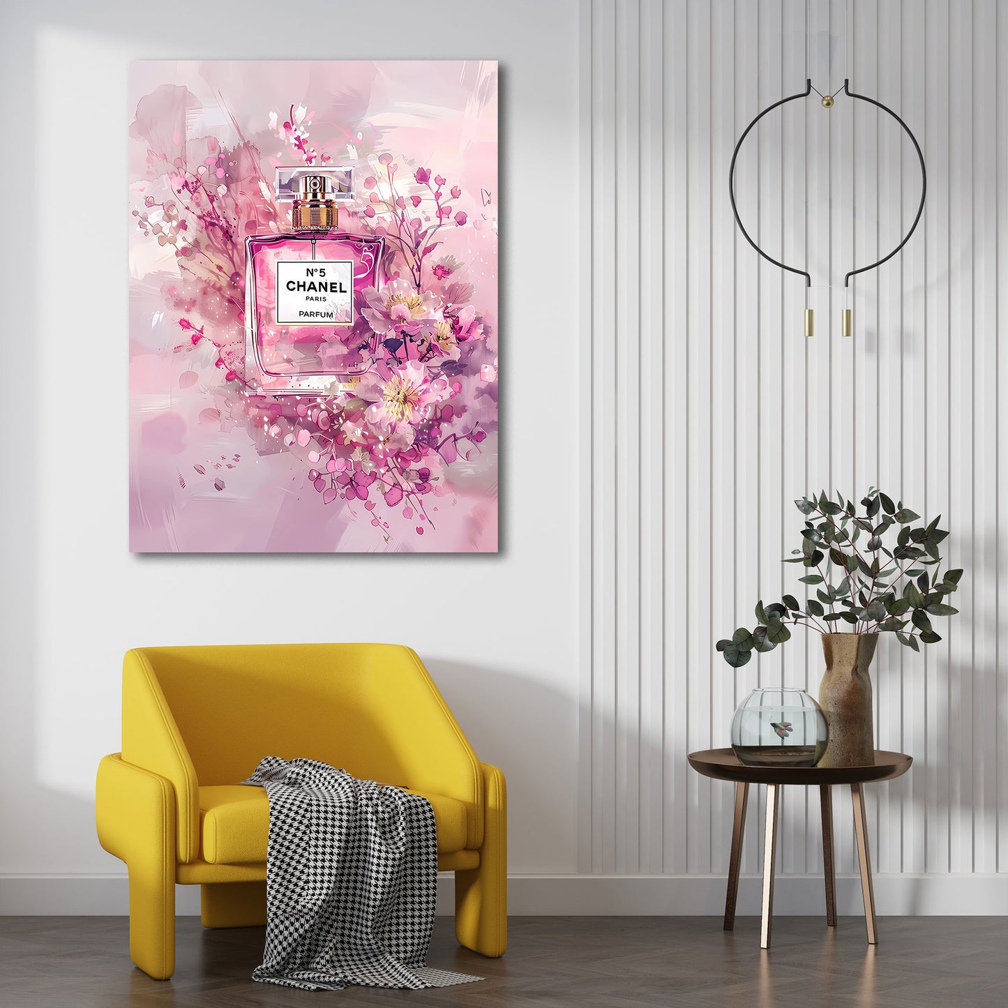 Parfumflasche Pink Eleganz Blüten Design Illustration Wandbild
