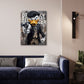 Ente mit Schiebermuetze und Revolver Wandbild Detailansicht