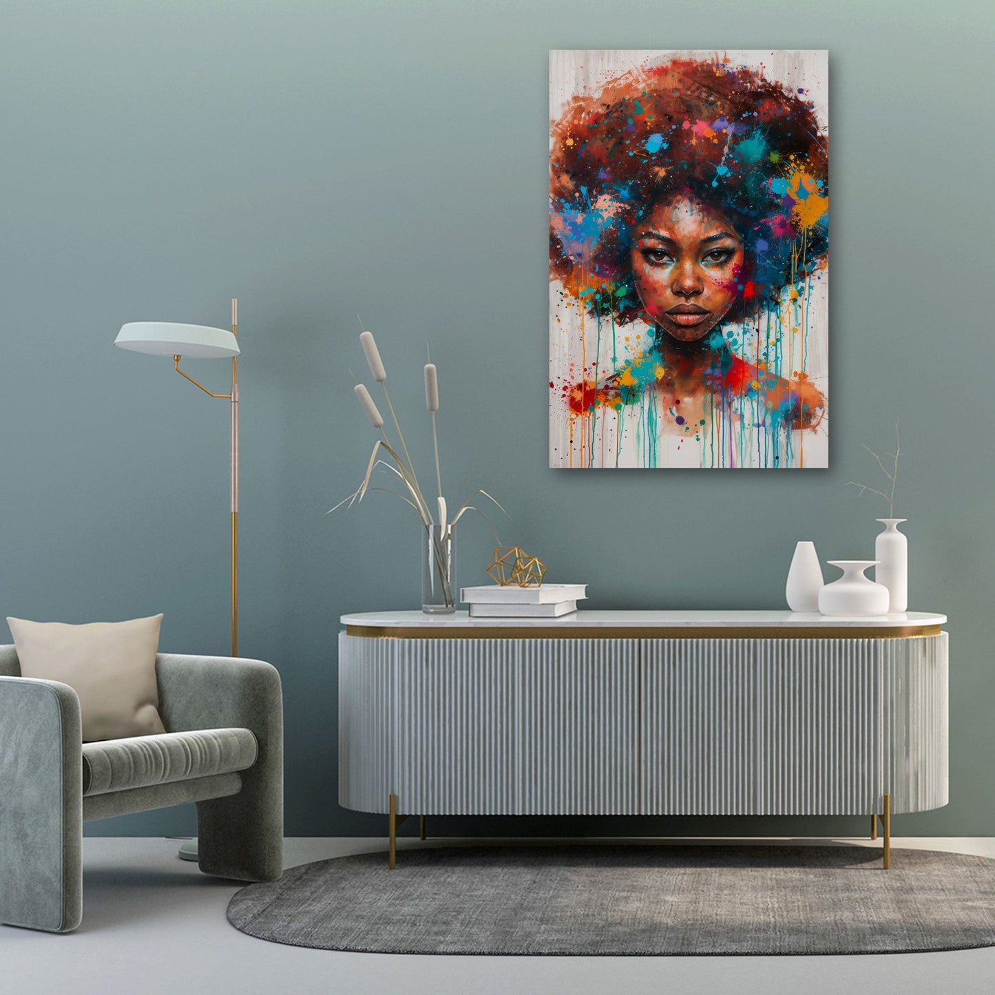 Pop Art afrikanische Frau Gesicht abstrakt Wandbild