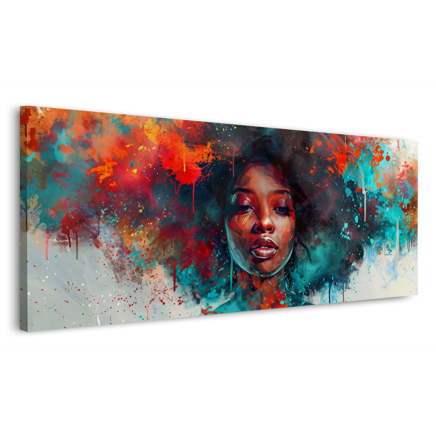 Pop Art afrikanische Frau Gesicht lebendige Farben Wandbild