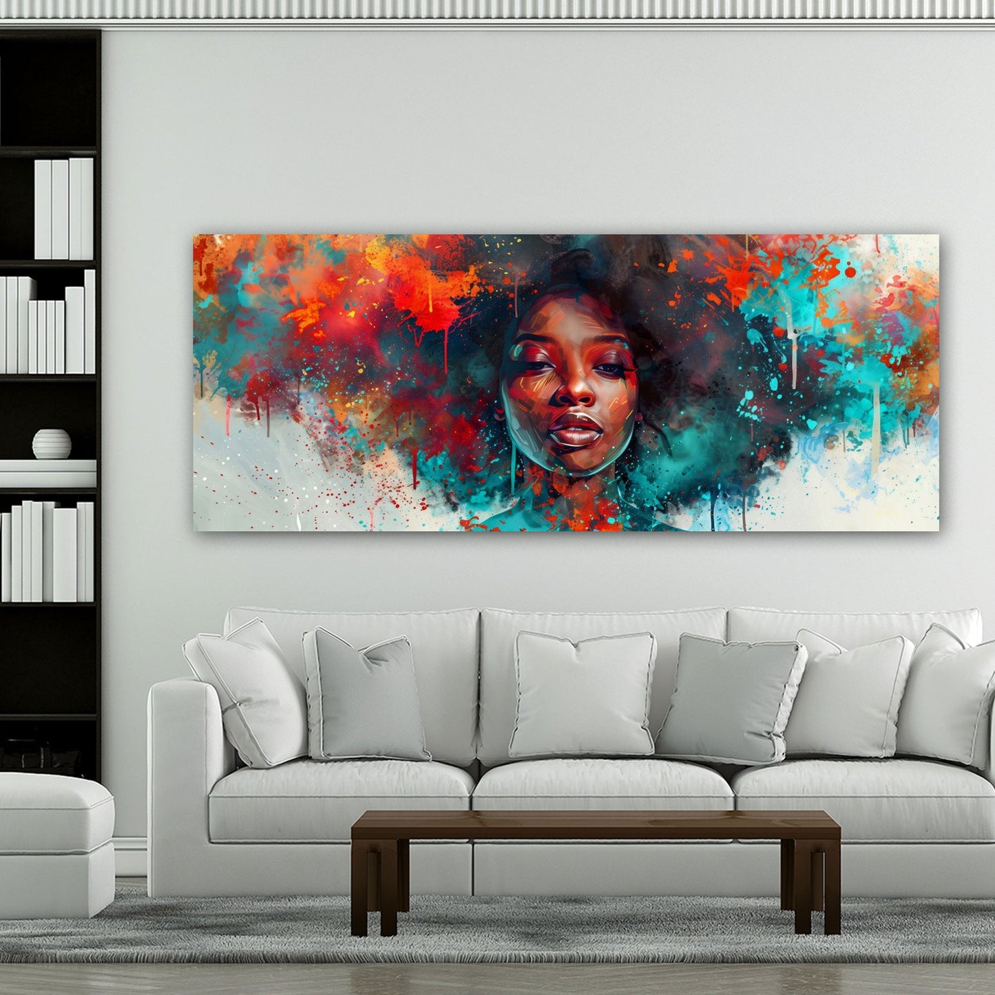 Pop Art afrikanische Frau Gesicht lebendige Farben Wandbild