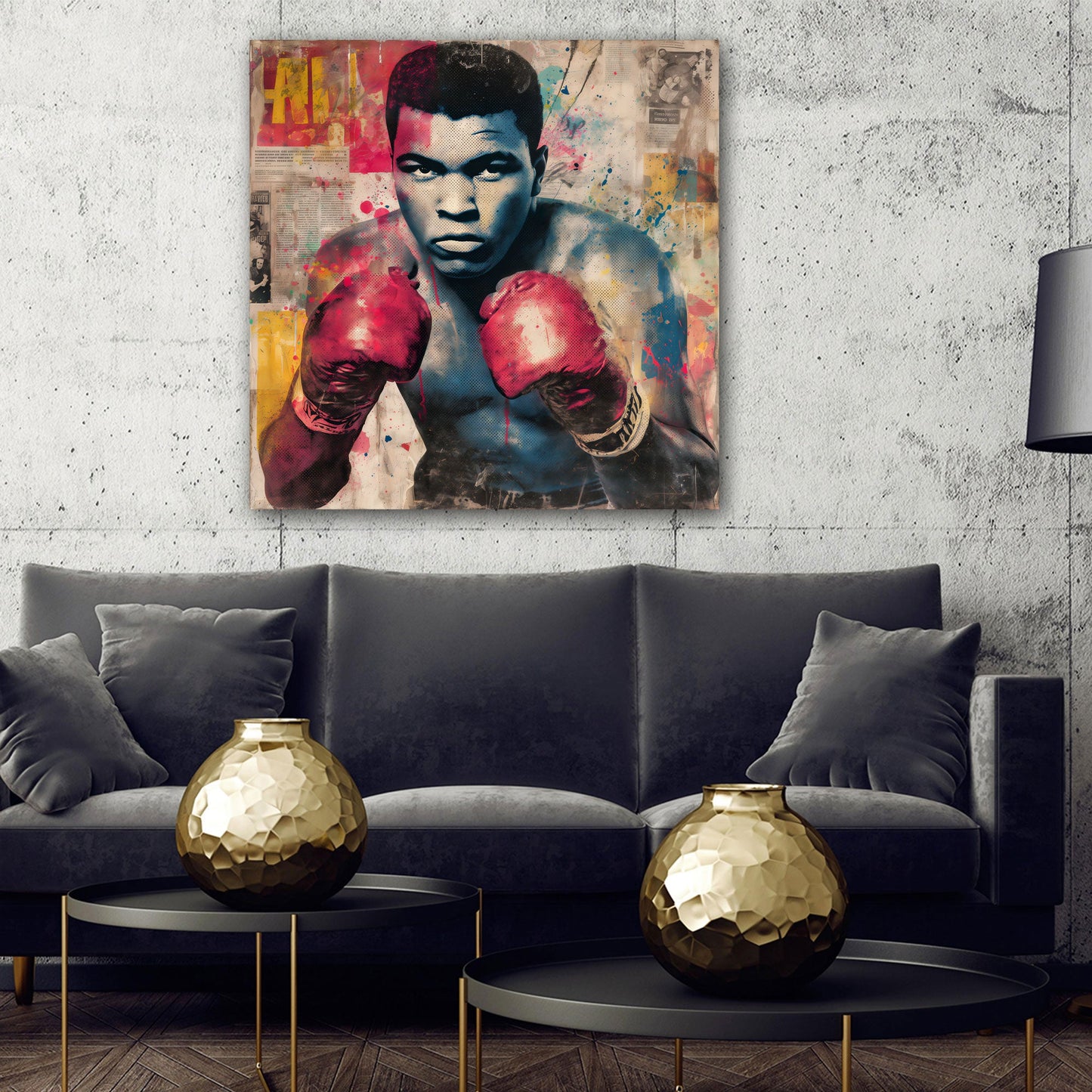 Pop Art Ali Boxer Ikone kraftvoll und modern Wandbild