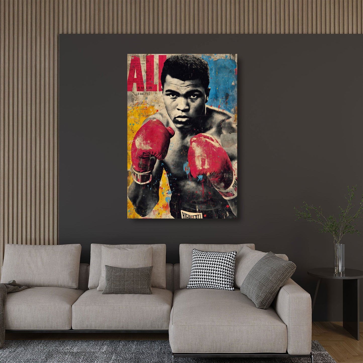 Pop Art Ali Boxer Ikone kraftvolles Statement Wandbild