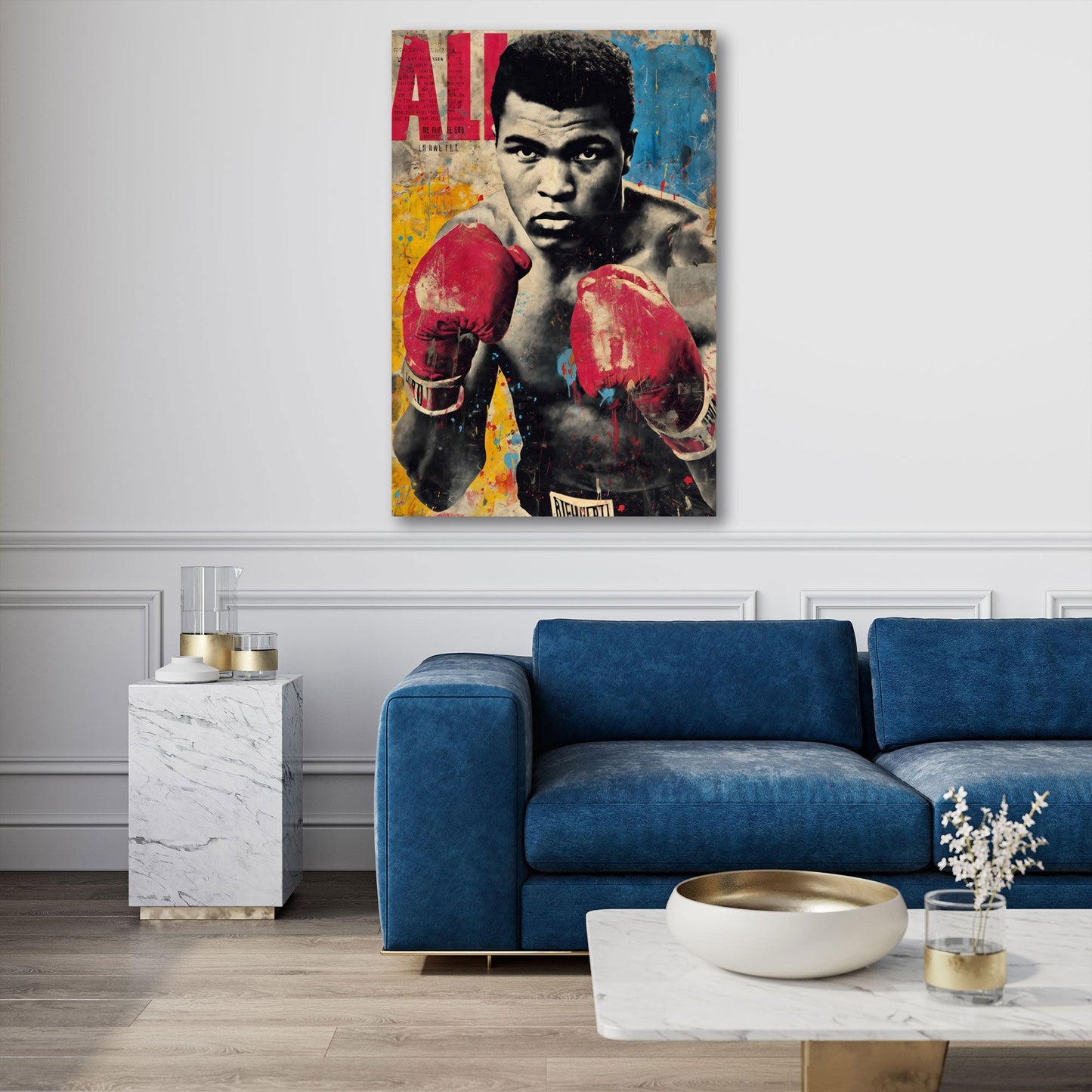 Pop Art Ali Boxer Ikone kraftvolles Statement Wandbild